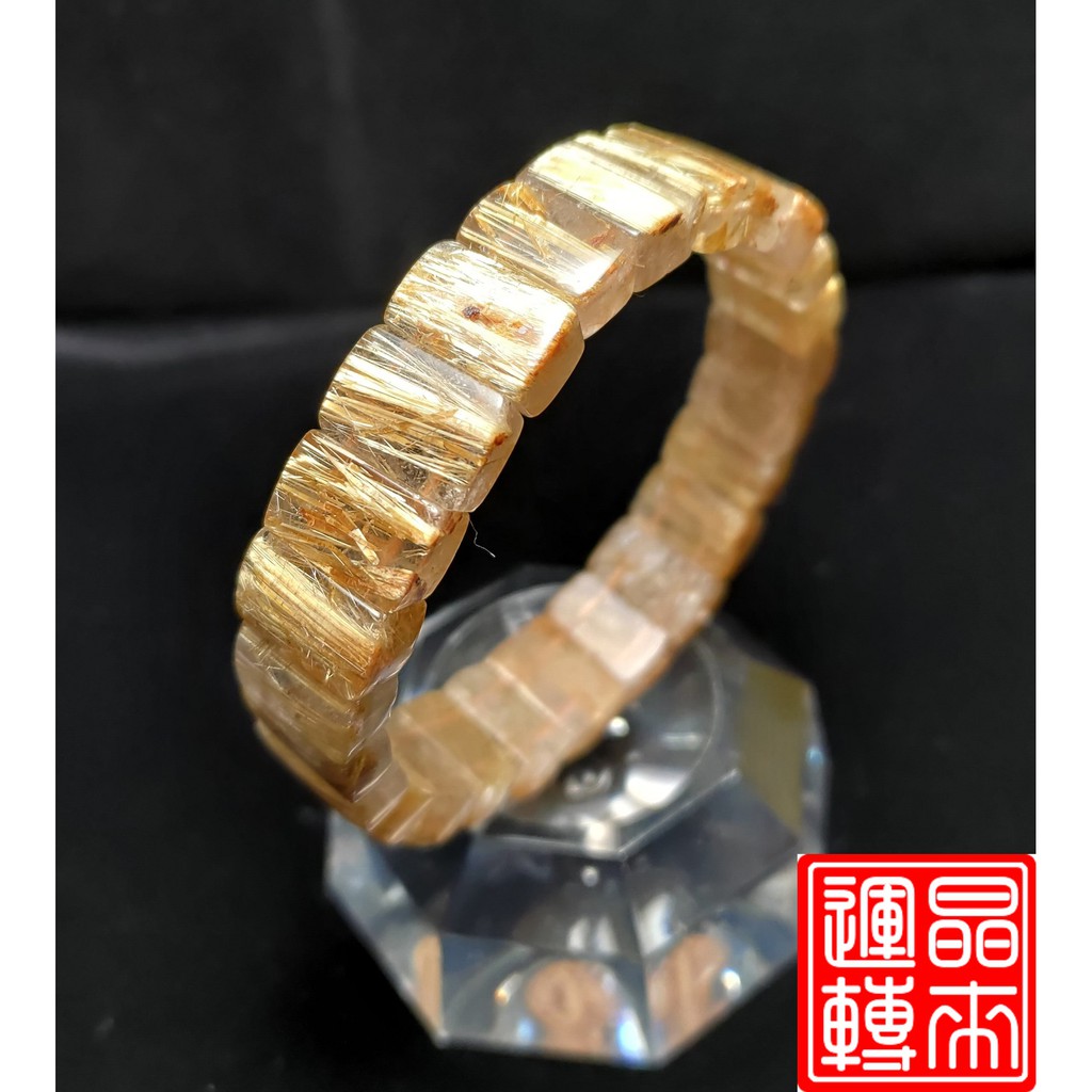 [晶來運轉]鈦晶手排 35.6g 13mm 手圍18(Gold Titanium Rutilated Quartz)