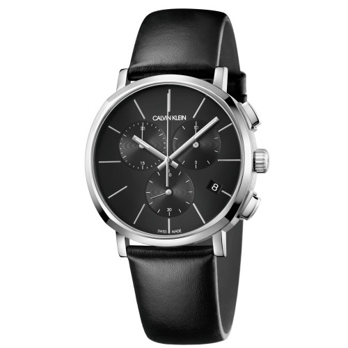 Calvin Klein CK Posh紳士簡約三眼皮帶腕錶(K8Q371C1)43mm
