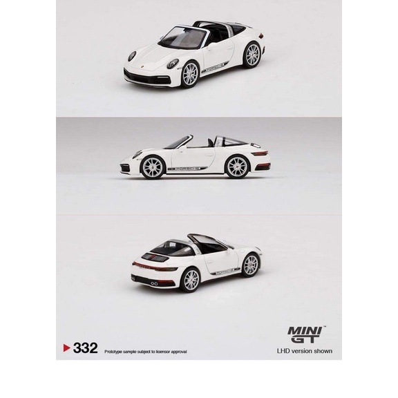 1/64 mini gt 保時捷 Porsche 911 Targa 4S White 白 敞篷 合金 車模型 332