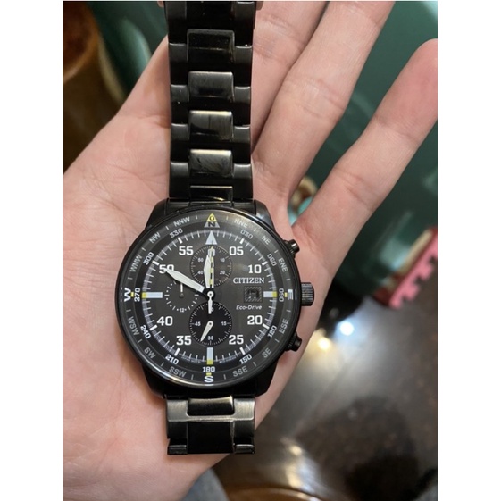 「二手」CITIZEN (9.5成新) 光動能時光續航電波計時腕錶-黑 男錶  便宜賣