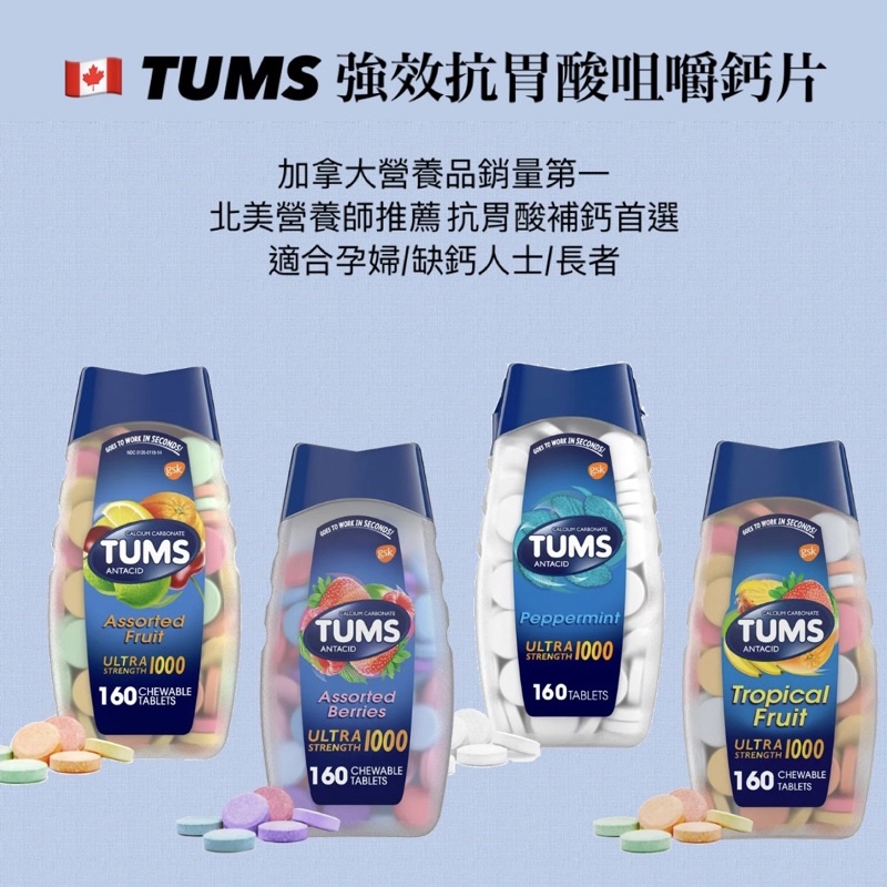 🔥現貨 加拿大 TUMS 強效抗胃酸咀嚼鈣片 成人孕婦長者 750mg/1000mg 美國好市多大容量