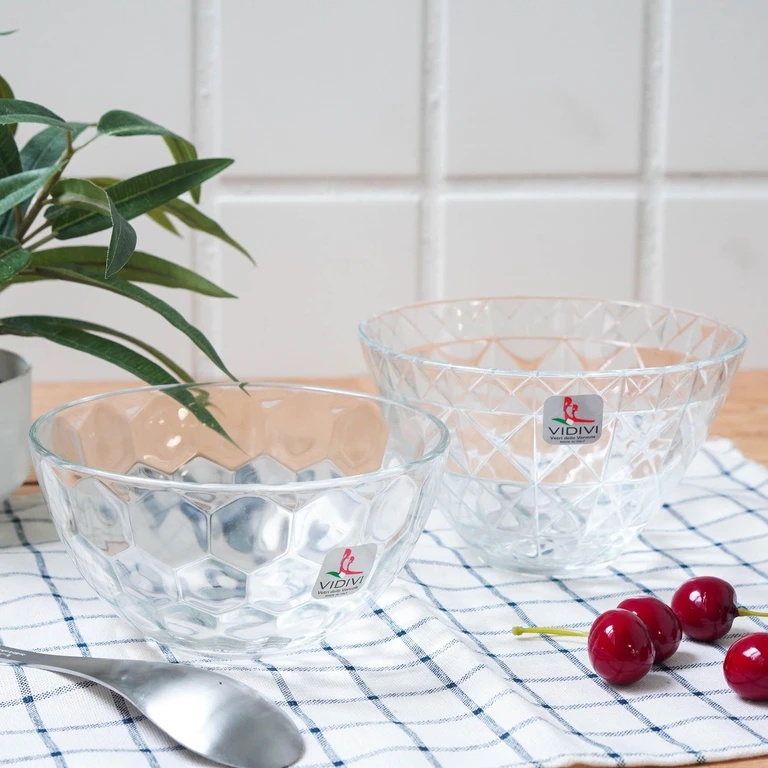 現貨 日本空運 六邊形 蜂巢狀 鑽石切割造型玻璃碗 玻璃碗 沙拉碗 水果碗 冰淇淋碗 優格碗 麥片碗 透明碗 富士通販
