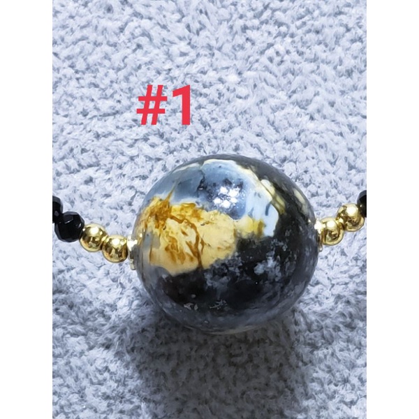 超美精品高貨🔥火紅地球藍岫玉+黑尖晶石項鍊-B385