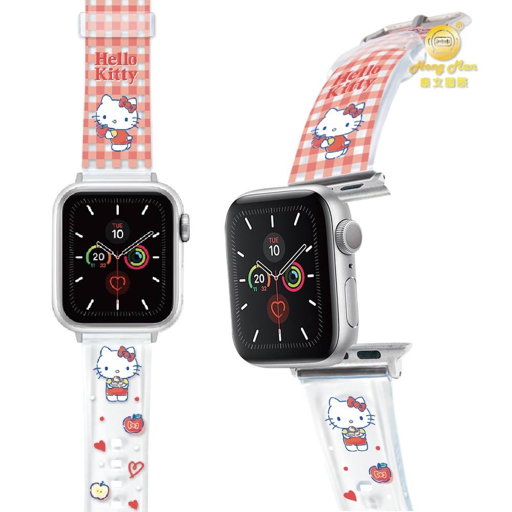 【Hong Man】三麗鷗 Hello Kitty Apple Watch PVC 果凍透明錶帶｜KT 蘋果派對