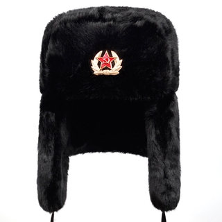 新款俄羅斯飛行員帽戶外保暖耳罩男女通用冬季滑雪帽軍事徽章加厚帽子