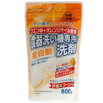 日本火箭石鹼洗碗機專用碗盤清潔劑800g 柑橘香 日本製 水果香 除菌消臭 橘色01727