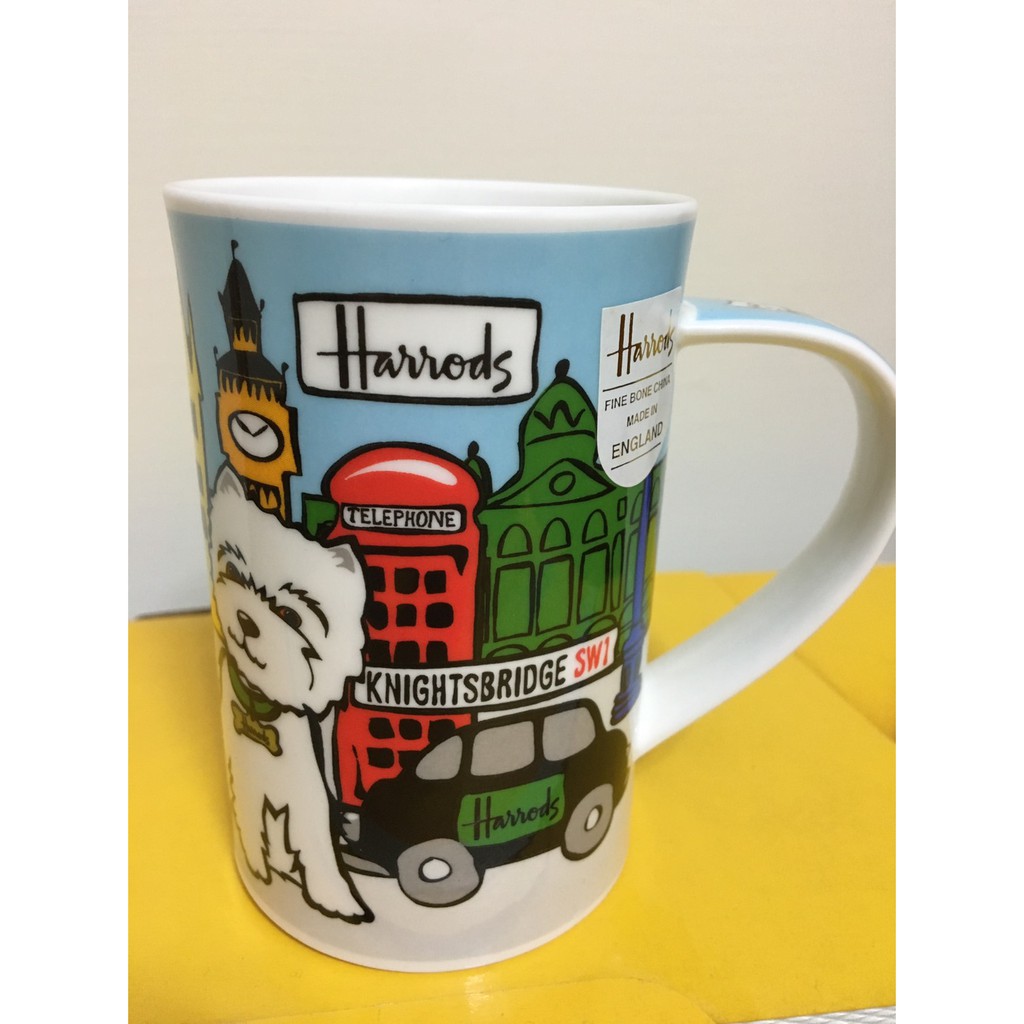【全新】英國哈羅斯Harrods小狗骨瓷杯普普風白梗犬 馬克杯