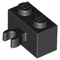 Lego 樂高 黑色 1x2 側接 O型 垂直夾 基本磚 Black Brick Modified 30237b