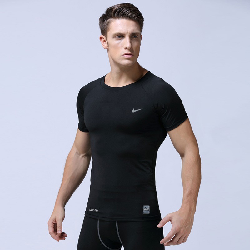 Nike 耐吉男款pro 短袖緊身衣短袖束衣防撞衣跑步訓練緊身衣高彈力上衣健身房必備款男子運動短袖 蝦皮購物