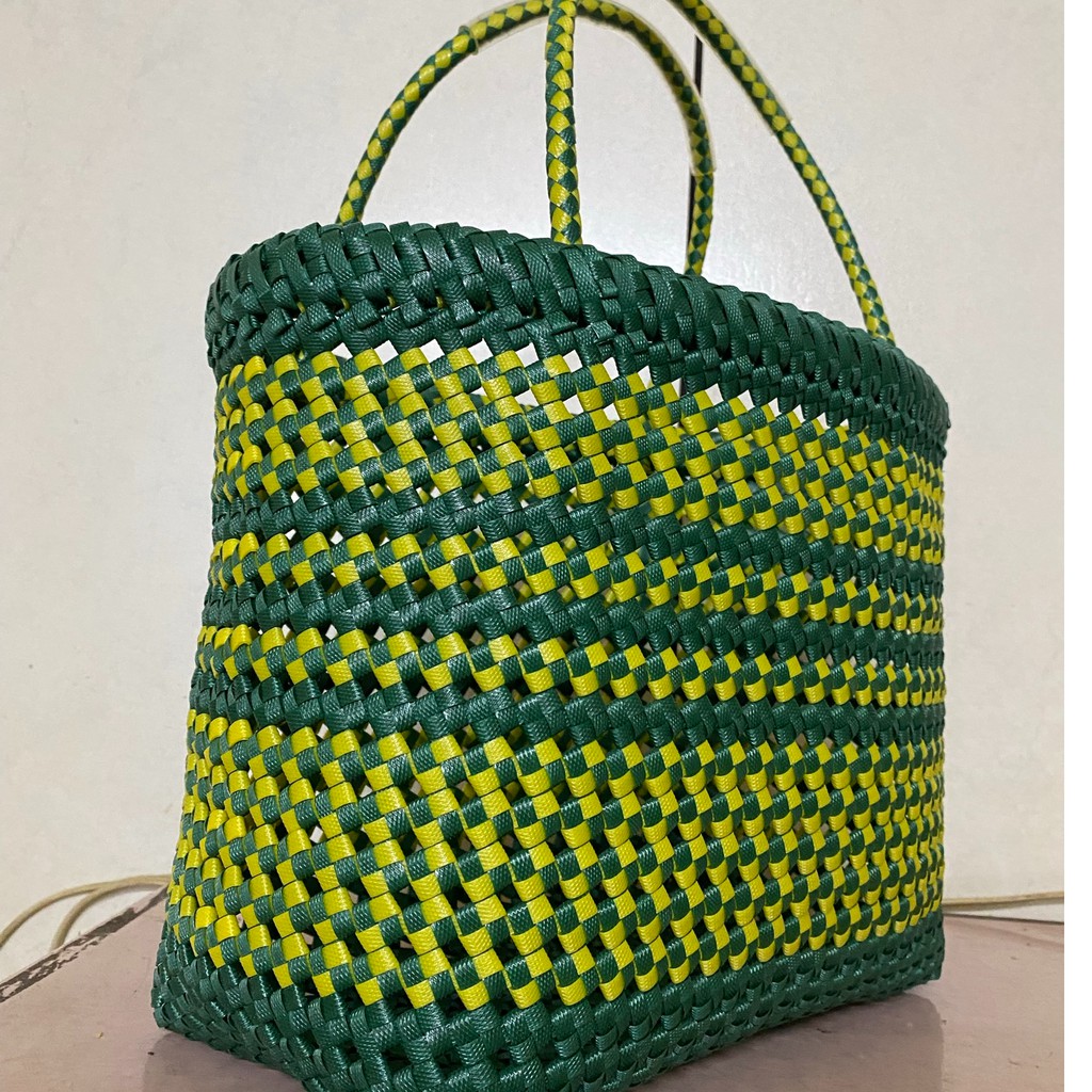 打包帶編織籃-提籃(自然葉綠)