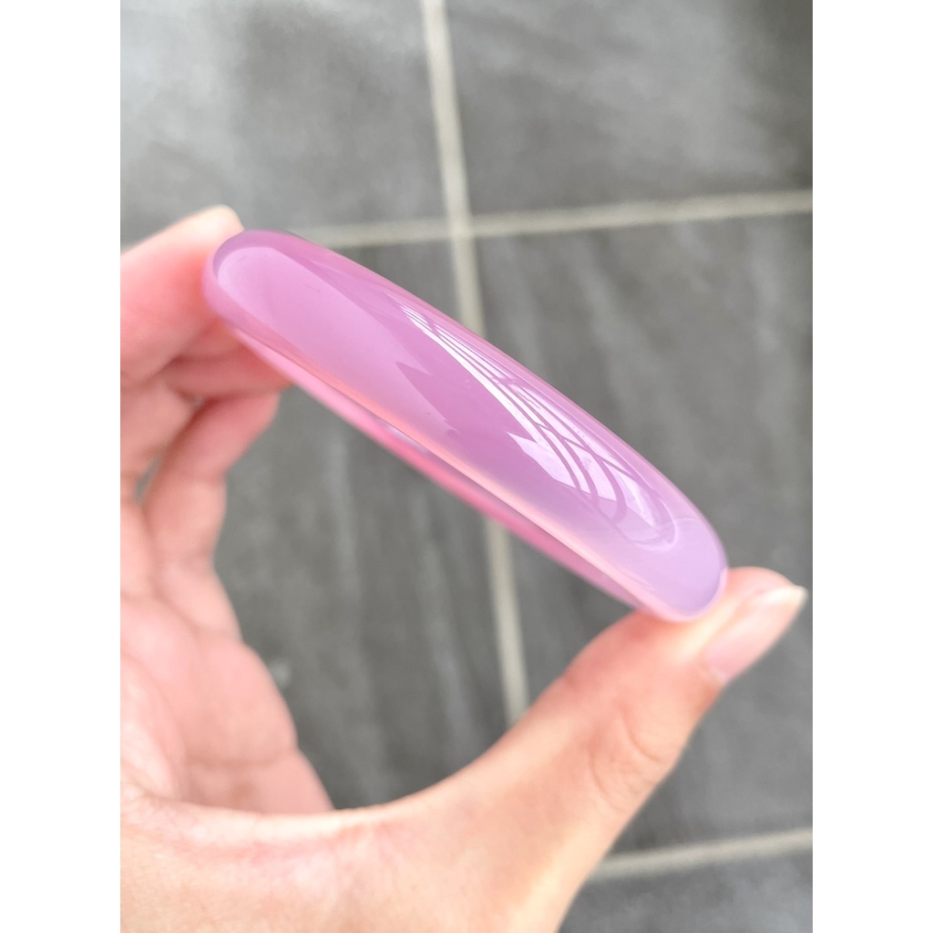 天然高檔"粉紫玉髓"寬版手鐲 色澤漂亮(內徑56mm)