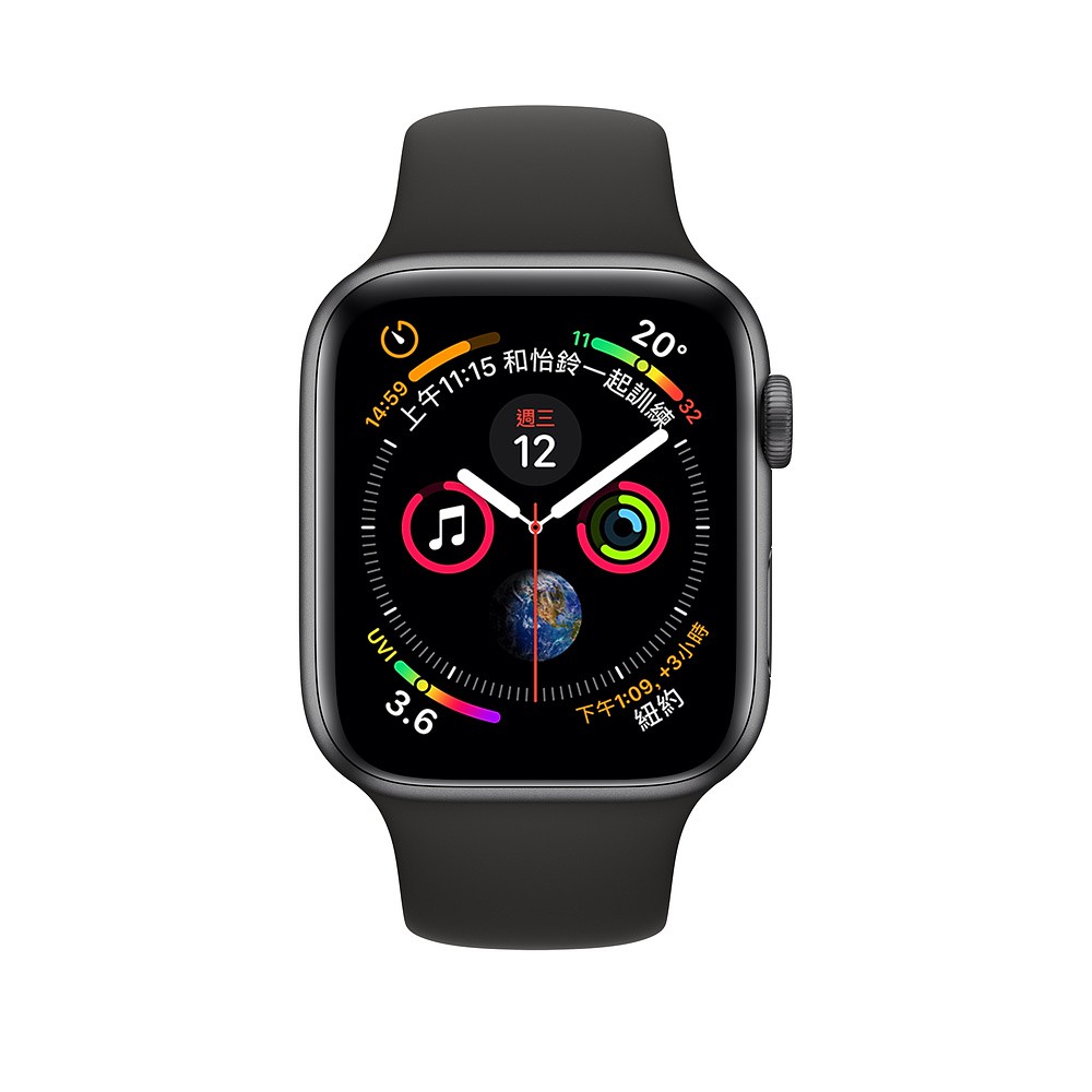Apple Watch Series 4 (GPS)太空灰色鋁金屬錶殼搭配黑色運動型錶帶40mm