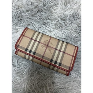 Burberry 長夾 紅邊 二手 無破損 正品