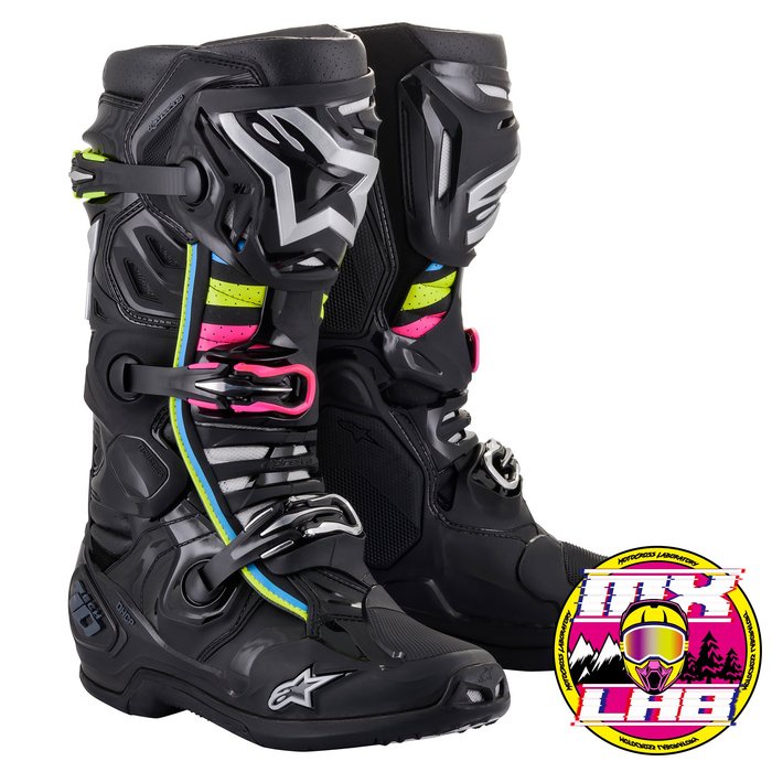 𝕸滑胎實驗室𝖃 Alpinestars® Tech 10 Supervented 黑/粉/黃/藍 車靴 越野靴 透氣