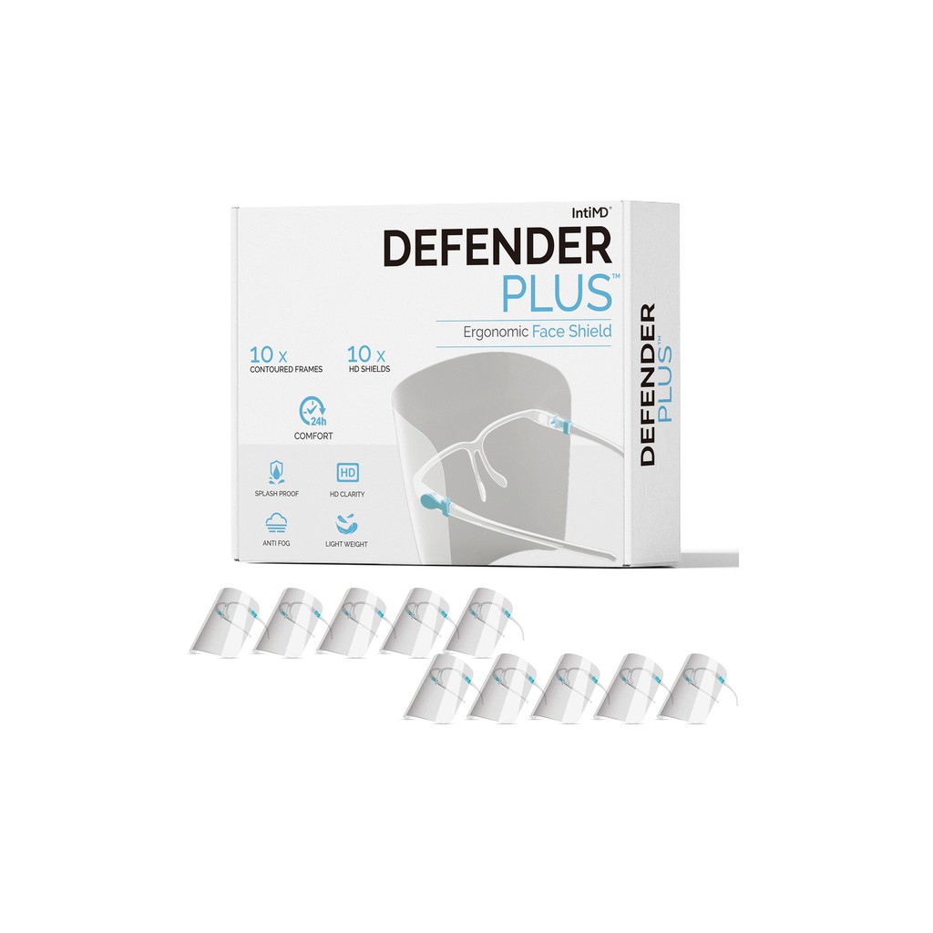 【IntiMD】 Defender Plus鏡架式 全透明 防飛沫 防風 防塵 防護 安全 面罩 護目罩 (10組/盒)
