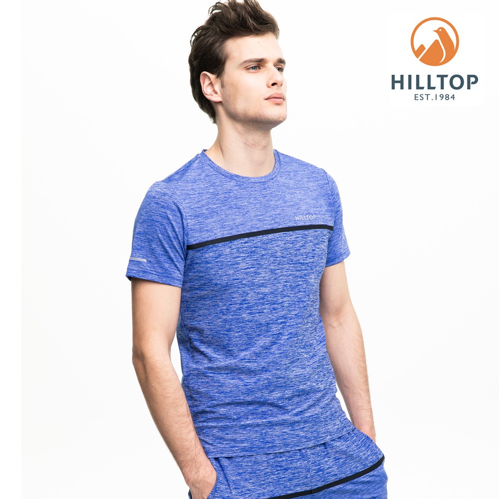 【Hilltop山頂鳥】男款吸濕快乾Polygiene抗菌彈性抗UV-T恤S04MC5-藍紫