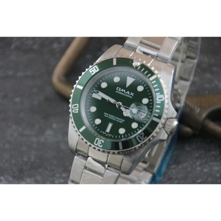 OMAX歐馬仕尚勞利仕名款～全綠水鬼～submarine造型全不鏽鋼製石英錶 （綠框綠面）日本miyota製石英機心