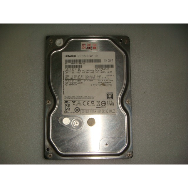 HITACHI 3.5吋~電腦硬碟~1TB(1000GB)SATA~型號HDS721010DLE630 &lt;110&gt;