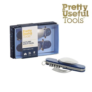 【Pretty Useful Tools】(限量)戶外露營刀叉多功能工具組-噴砂午夜藍