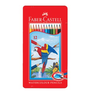 德國輝柏 FABER-CASTELL 115913 紅色鐵盒裝水性色鉛筆 12色