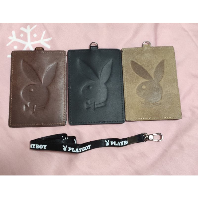 🐱喵喵星人🐱【PLAYBOY】全新 牛皮 證件套 票卡夾 識別證套 證件夾 悠遊卡套 行李吊牌