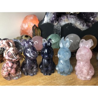 ✨Crystal Blingbling✨［天然水晶飾品］水晶原石滴膠擺件（可愛兔）