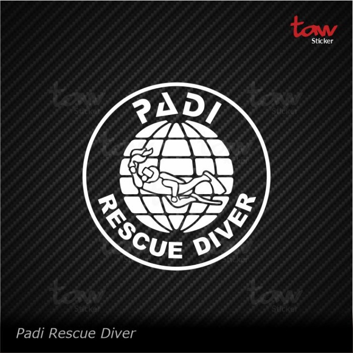 Padi Rescue Diver切割貼紙玻璃貼紙汽車摩托車頭盔白色