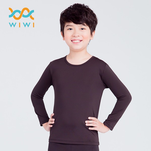 【WIWI】MIT溫灸刷毛圓領發熱衣(經典黑 童100-150)0.82遠紅外線 迅速升溫 加倍刷毛 3效熱感 輕薄顯瘦