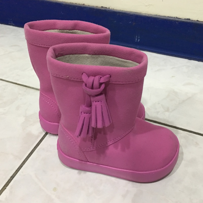 Crocs-童- 小芮莉洛基靴-派對粉色14.5cm