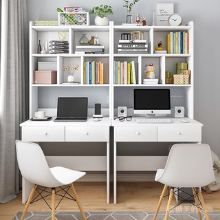 A01小戶型電腦桌書桌書架一體80cm長60寬40窄白色桌子學生學習桌書桌書架組合 書桌 電腦桌 學習桌 寫字桌 辦公桌