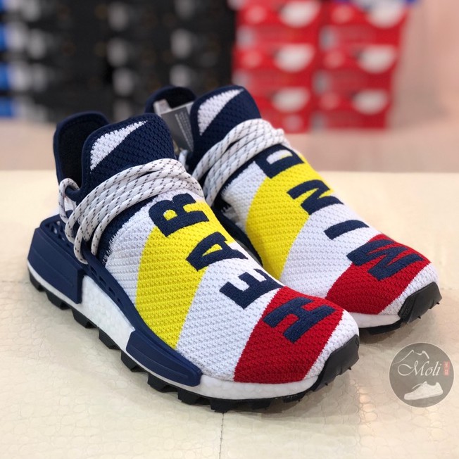 {Moli}Adidas HU NMD X BBC 菲董 拼接 白 黃 紅 藍 聯名 潮鞋 運動 慢跑 男鞋BB9544