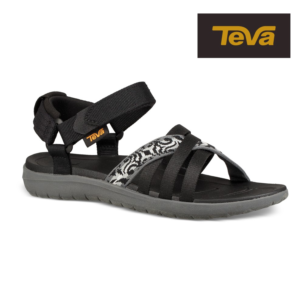【TEVA】女 Sanborn Sandal 輕量織帶涼鞋/雨鞋/水鞋-圖紋黑灰 (原廠現貨)