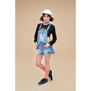 UP Sweety 15AW 布章貼布吊帶短褲 UPST PATCH / OVERRALLS DENIM SHORTS