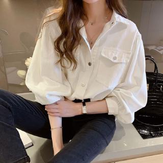 ins網紅同款 白襯衫女 2024春裝 新款時尚設計感 小眾上衣寬鬆 長袖 外套潮 可愛韓風