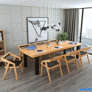 北歐辦公室實木辦公桌簡約工作室會議桌椅組合多人辦公電腦桌定制