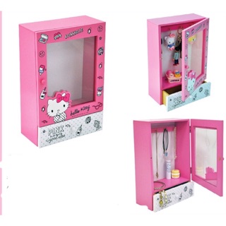 【羅曼蒂克專賣店】 正版 木製 Hello kitty 透明掛式收納盒 掛式飾品盒 KT-630016