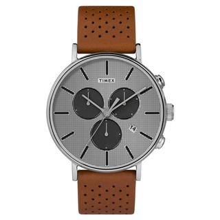 TIMEX 天美時Fairfield Chrono系列 時尚三眼計時手錶 灰/棕色