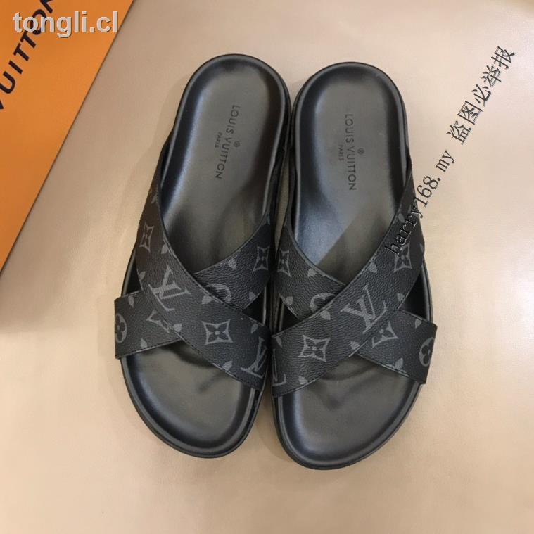 路易威登 [EUR Size] LV LOUIS VUITTON 男士皮革會標交叉拖鞋涼鞋沙灘鞋尺碼 38-46 M47