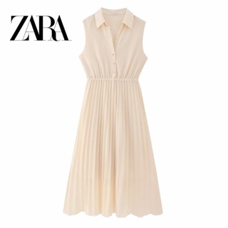 ZARA 簡約百搭時尚女裝 夏季新款 小打褶襯衫式洋裝