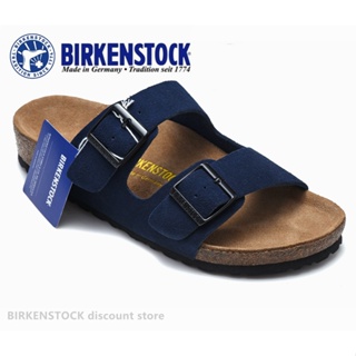 Birkenstock Arizona 男/女經典軟木海軍藍防毛皮拖鞋沙灘休閒鞋 34-46