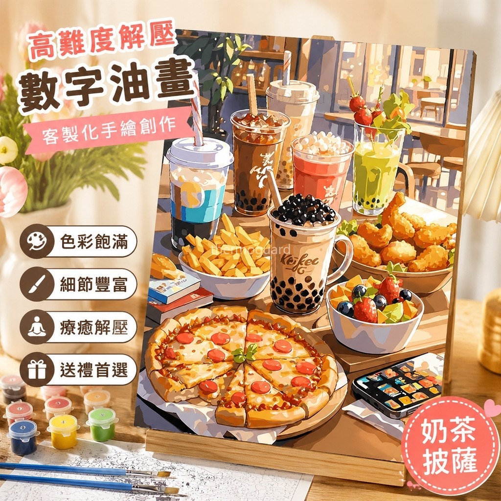 【高難度解壓手繪】客製化 數字油畫 DIY手工填色 披薩奶茶新款 數字油畫DIY填色 解壓手繪 風景 客廳裝飾畫 油畫