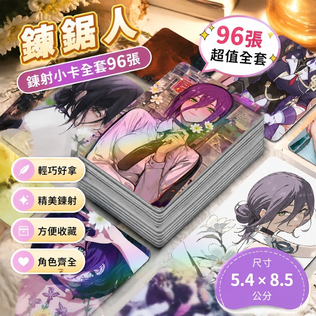 10/18鏈鋸人周邊 鍊鋸人海報 鏈鋸人特典 鏈鋸人小卡 早川秋 真紀真 蕾塞鐳射小卡96張全套電鋸人動漫二次元周邊同款