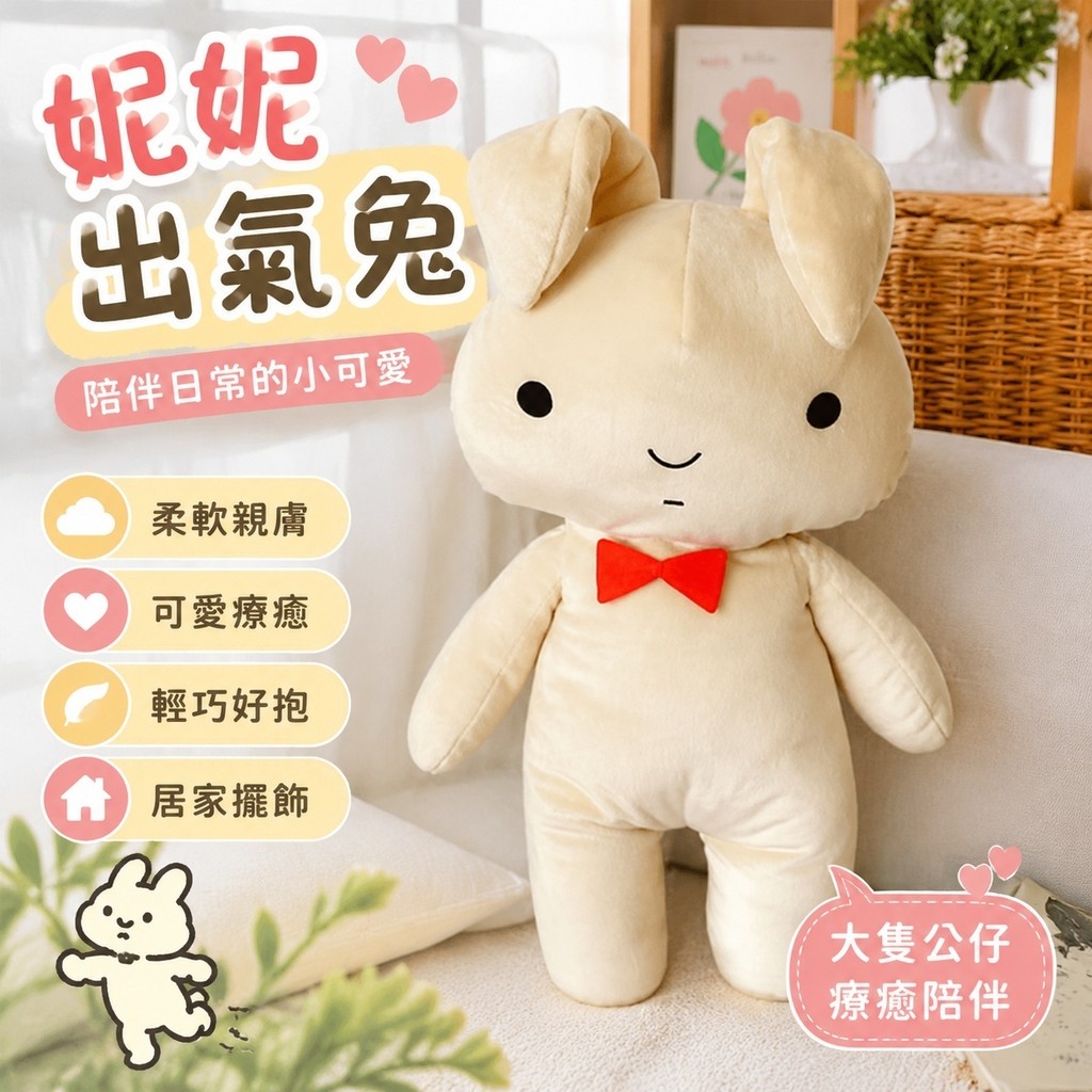 8.6妮妮出氣兔 妮妮兔子 妮妮兔 兔老大玩偶 兔子娃娃 蠟筆小新 妮妮的兔子 大只公仔 動漫毛絨公仔COS道具