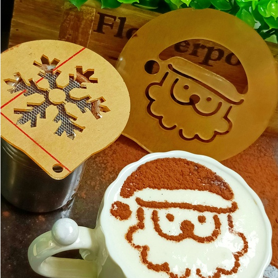 現貨【粉篩模具】4寸 耶誕節模具 咖啡拉花 餅乾印花 蛋糕麵包 軟歐包 撒粉圖案 粉篩訂製