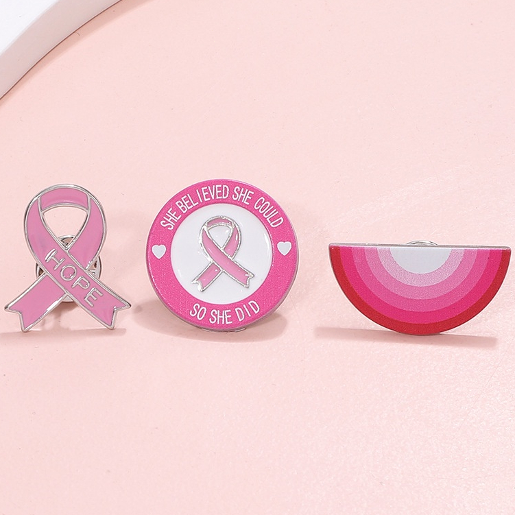 3 件/套女式珠寶琺瑯粉紅絲帶胸針別針倖存乳腺癌意識希望翻領鈕扣徽章