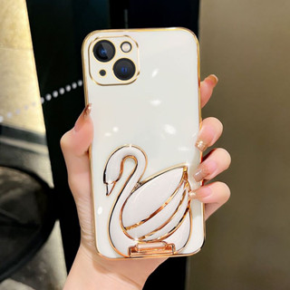 手機殼 iPhone 11 12 13 14手機殼 帶天鵝支架的手機殼