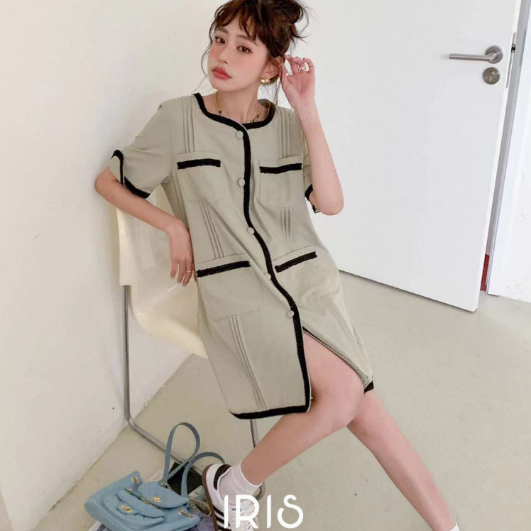 IRIS BOUTIQUE 泰國製造 小眾設計品牌 夏季新款 香榭麗舍短袖洋裝女棉花糖