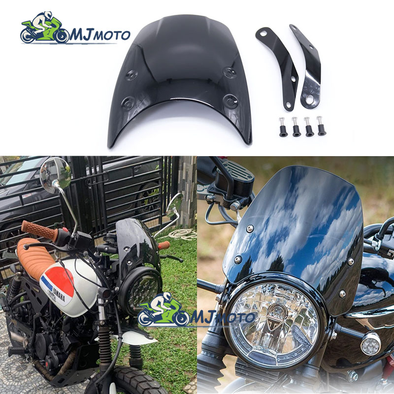 ~MJMOTO~風鏡 亮黑色 機車擋風鏡 擋風罩 復古 通用 咖啡 檔車 機車 擋風玻璃 擋風板 CB350  凱旋