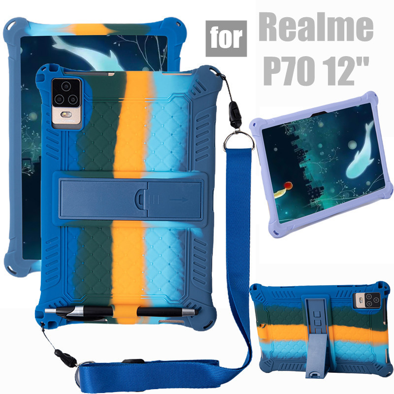 Realme P70 保護套 12 英寸平板電腦保護套防震軟矽膠 P70 新平板電腦支架保護殼