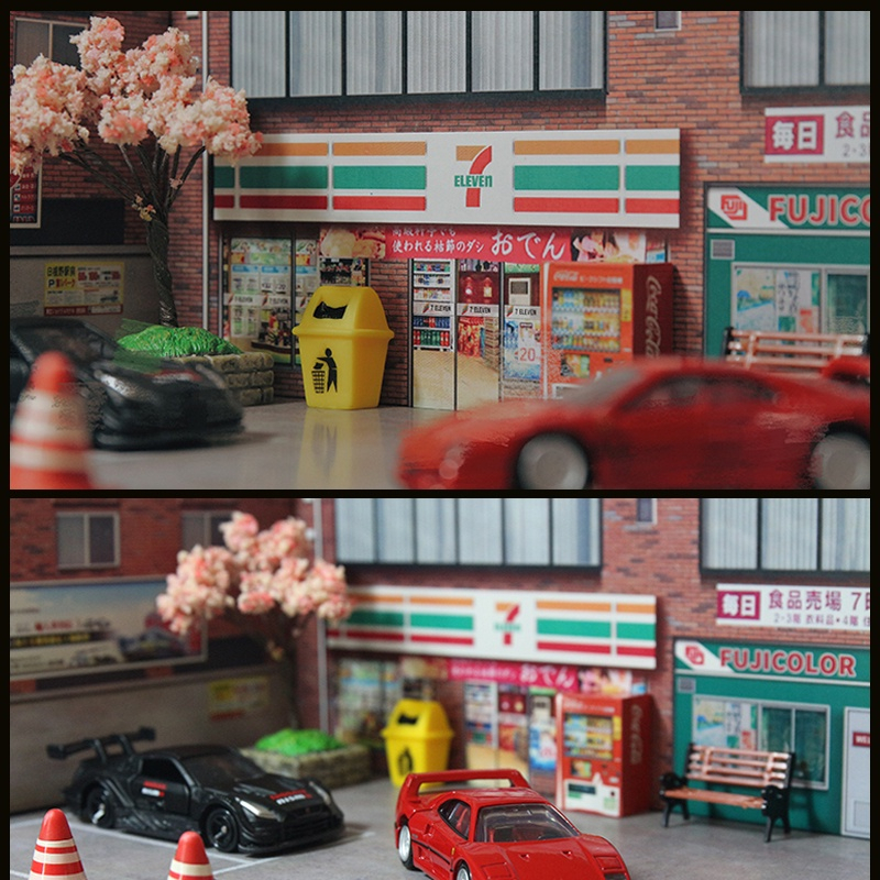 1/64 立體模型比例城市街景停車場模型 DIY 汽車收藏背景展示模型玩具禮物